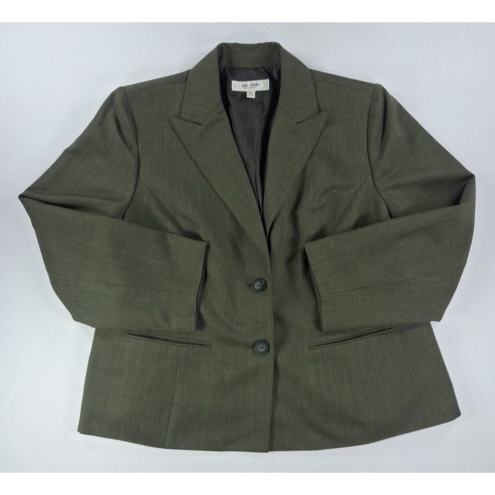 Jones Studio Separates Womens 18W Green 2 Piece Pant Suit Blazer Jacket Trousers